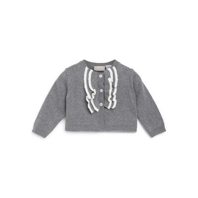 Girls Dark Grey Solid Cardigan